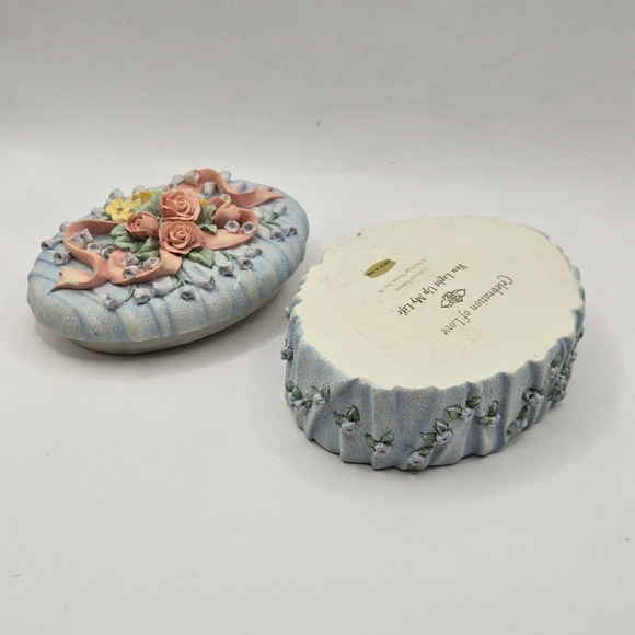 Heritage house Trinket Music box Celebration Of love You Light Up My Life Blue